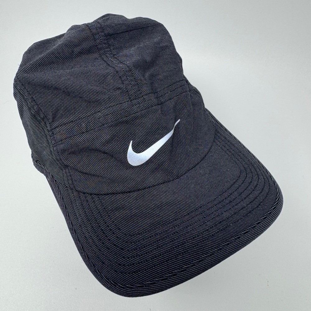 Nike AW84 Dri-Fit Adjustable Running Hat Black Pinstripe EQC 2014 5 Panel Cap
